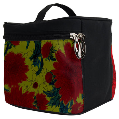 Red Flowers on Yellow Make Up Travel Bag (Big)