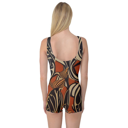 African - Ethnic One Piece Boyleg Swimsuit