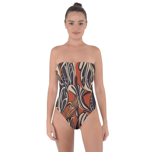 African - Ethnic Tie Back One Piece Swimsuit