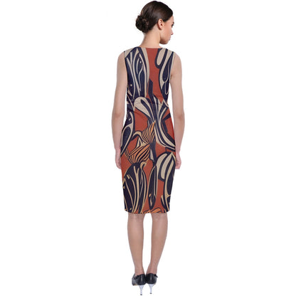 African - Ethnic Sleeveless Velvet Midi Dress