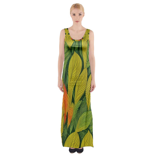 Indian Shot Thigh Split Maxi Dress