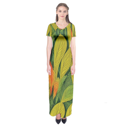 Indian Shot Short Sleeve Maxi Dress