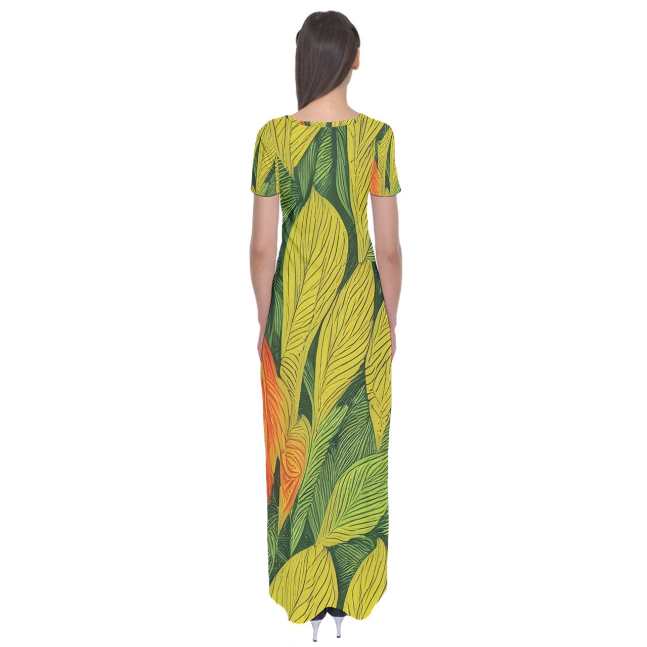 Indian Shot Short Sleeve Maxi Dress