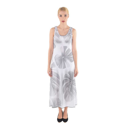 White Monstera Sleeveless Maxi Dress