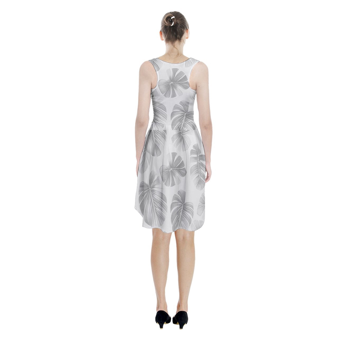 White Monstera Racerback Midi Dress