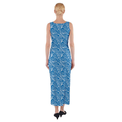 Blue Wind Fitted Maxi Dress - Sizes up to 5XL