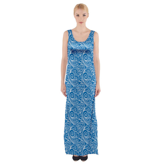 Blue Wind Thigh Split Maxi Dress: Style and Comfort Combined