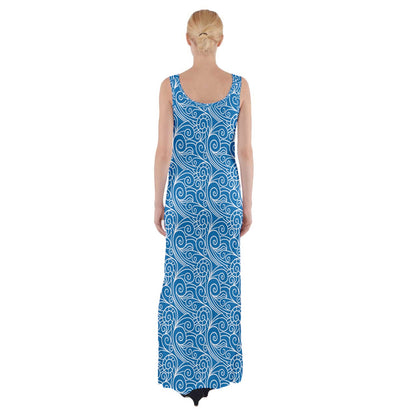 Blue Wind Thigh Split Maxi Dress: Style and Comfort Combined