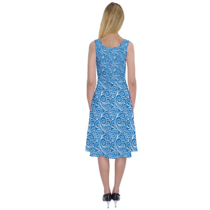 Blue Wind Midi Sleeveless Dress - Sizes up to 3XL