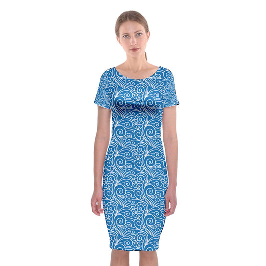 Blue Wind Classic Short Sleeve Midi Dress