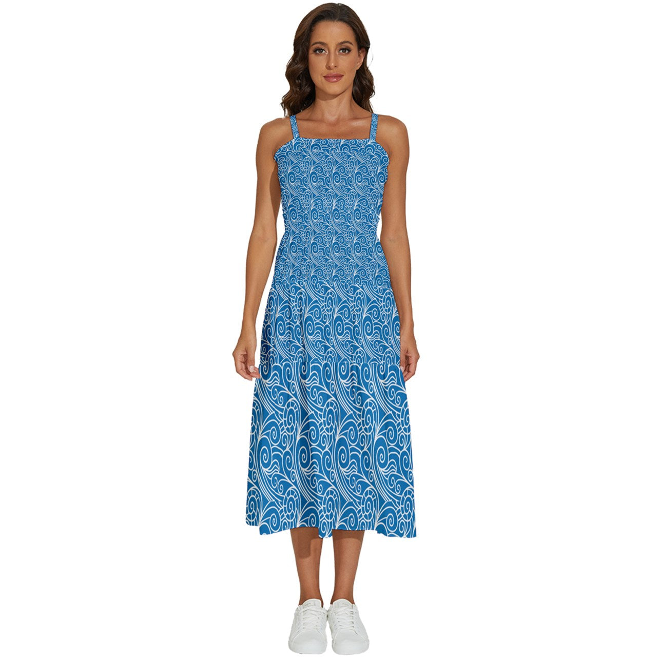 Blue Wind Sleeveless Shoulder Straps Boho Dress