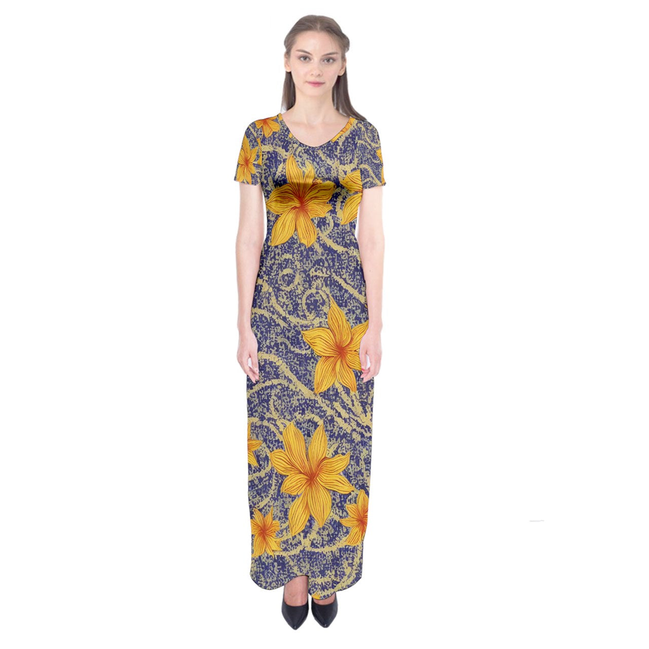 Elegant Jasmine Maxi Dress with Short Sleeves for Summer Chic Look