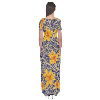 Elegant Jasmine Maxi Dress with Short Sleeves for Summer Chic Look