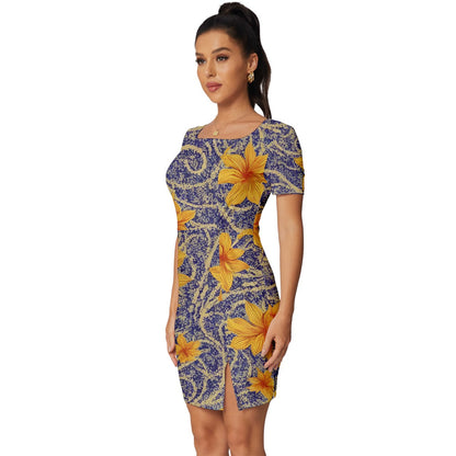 Jasmine  Fitted Knot Split End Bodycon Dress