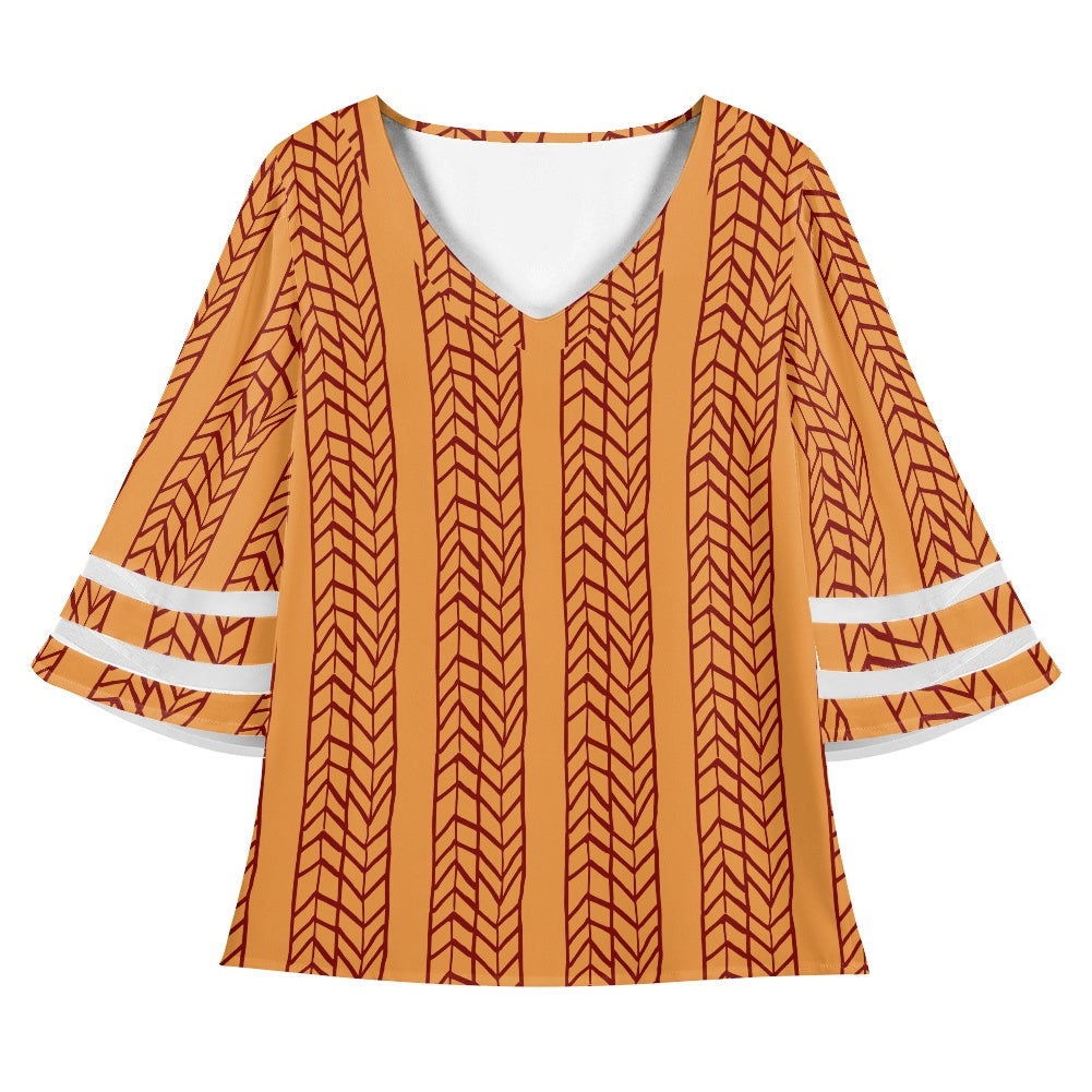 African Mudcloth Women Puff Sleeve Blouse