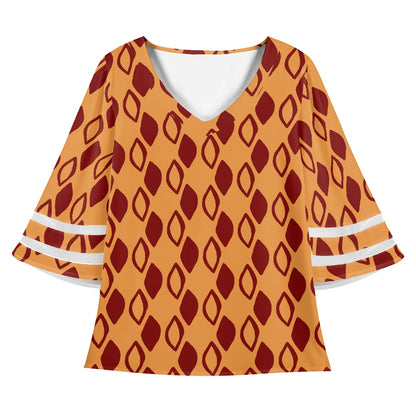 African Mudcloth Women Puff Sleeve Blouse