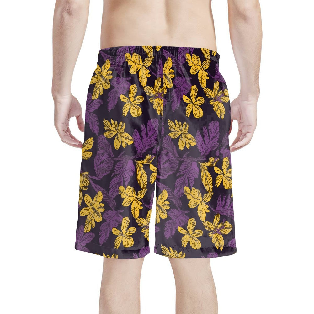 Laua'e Yellow and Purple Beach Shorts