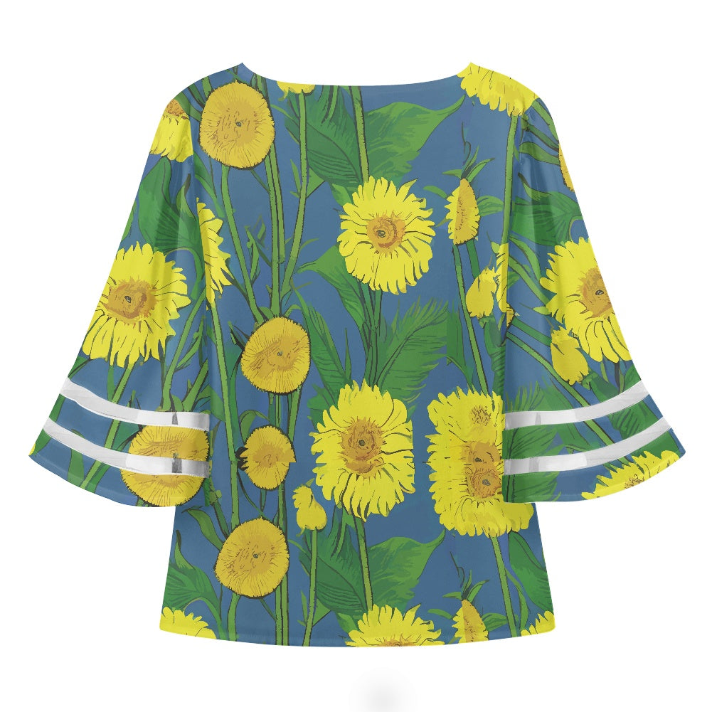 Sunflower Women Puff Sleeve Blouse