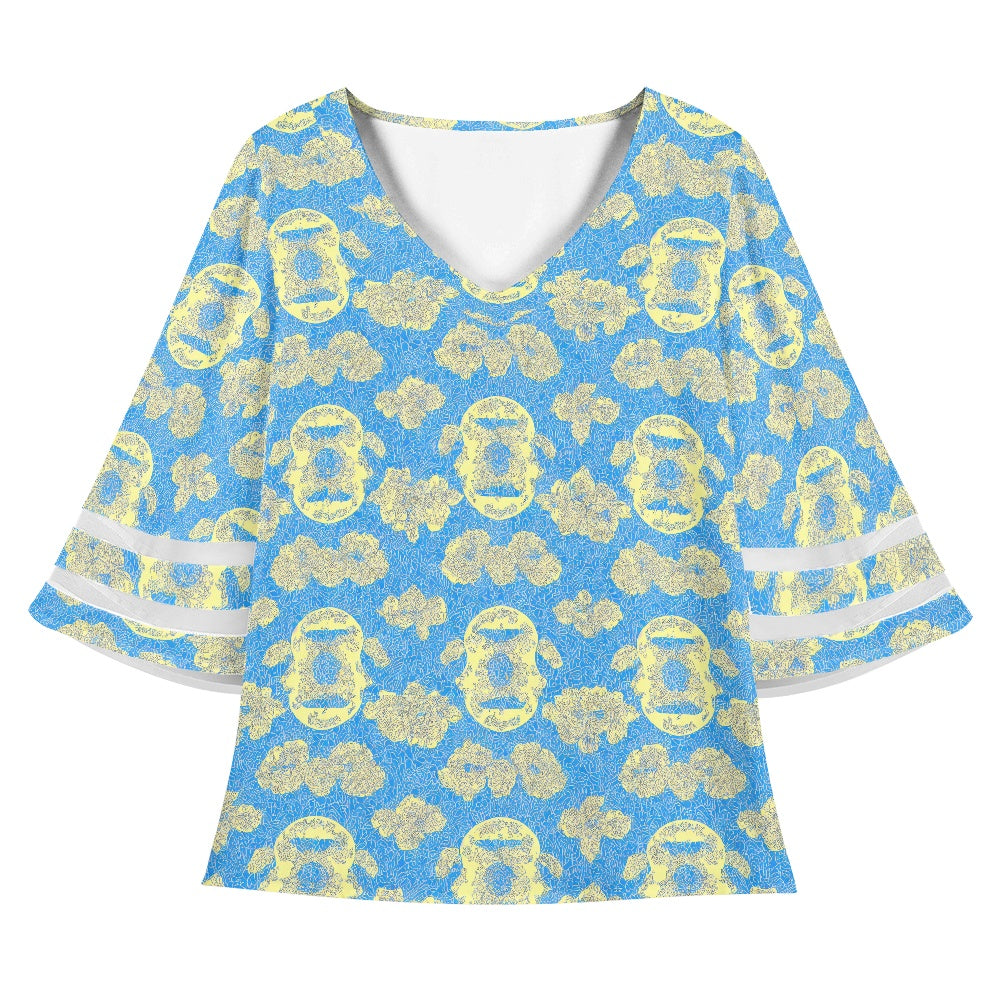 Hawaiian Vintage Women Puff Sleeve Blouse