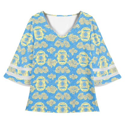 Hawaiian Vintage Women Puff Sleeve Blouse