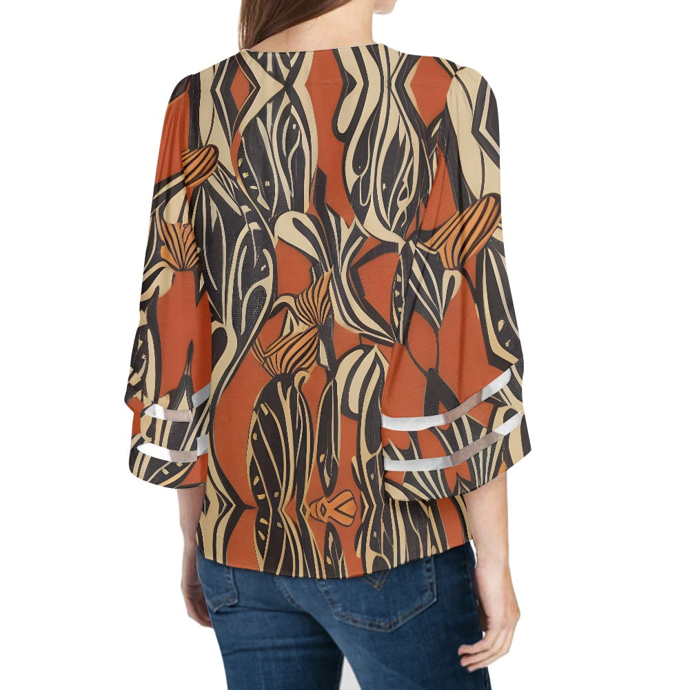 African Ethnic Women Puff Sleeve Blouse