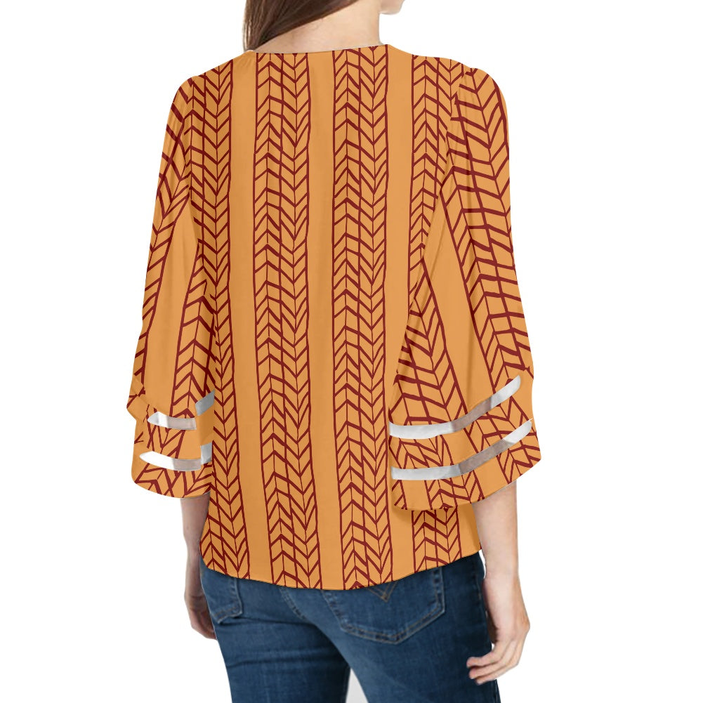 African Mudcloth Women Puff Sleeve Blouse