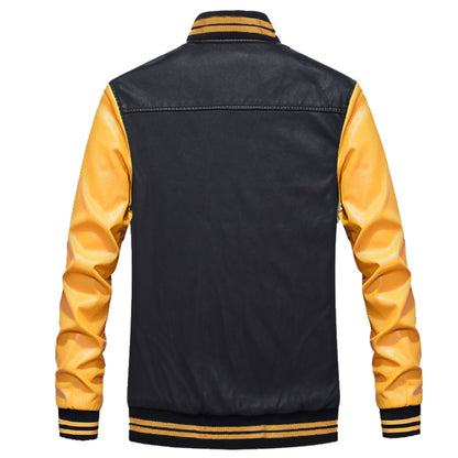 Stylish Vintage-Inspired Faux Leather Bomber Jacket