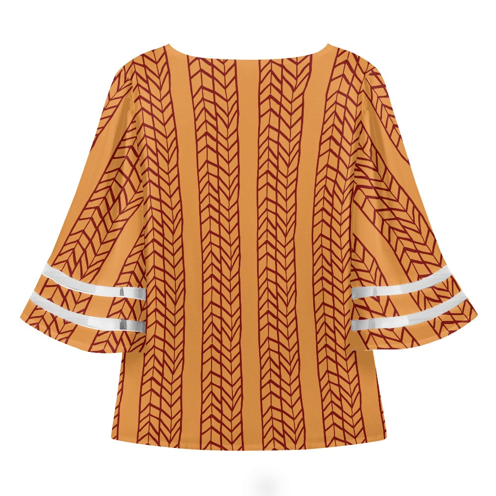 African Mudcloth Women Puff Sleeve Blouse