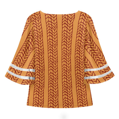 African Mudcloth Women Puff Sleeve Blouse