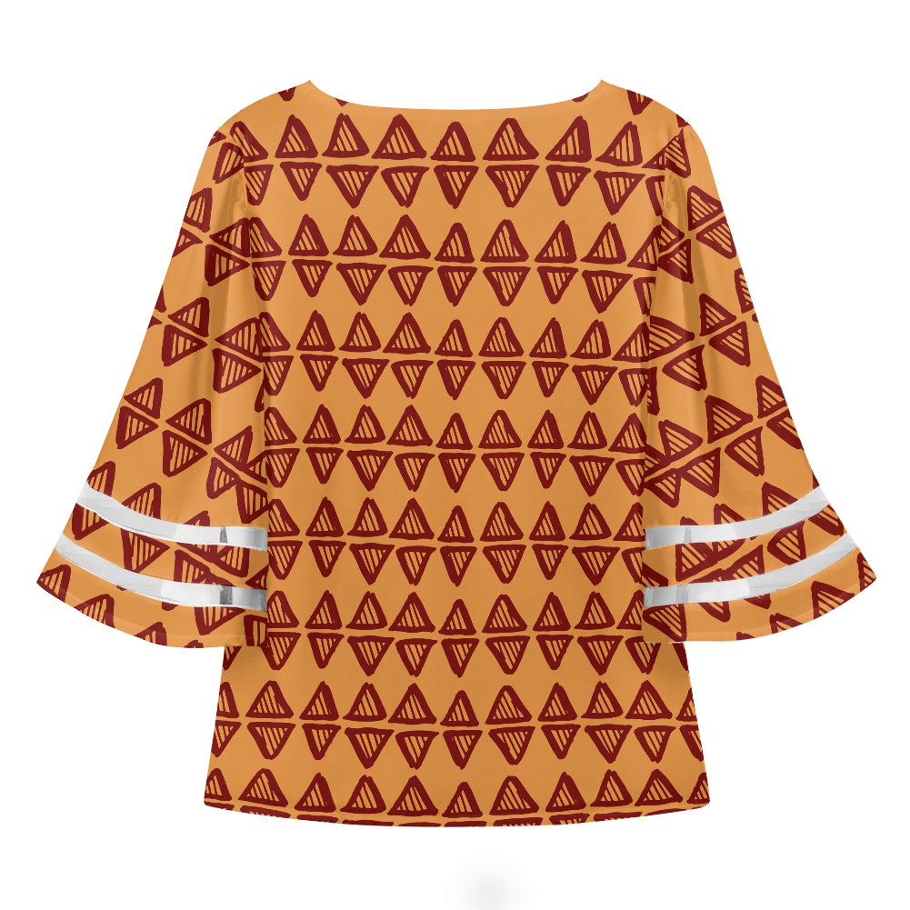 African Mudcloth Women Puff Sleeve Blouse