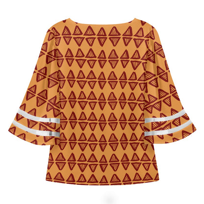 African Mudcloth Women Puff Sleeve Blouse
