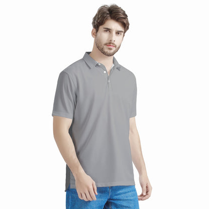 Silver Gray Men's Aloha Polo Shirt