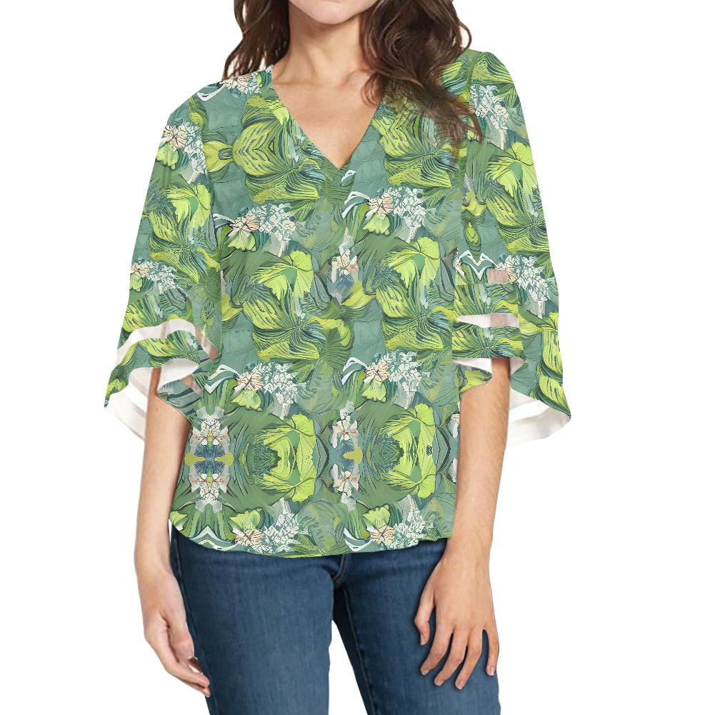 American Lotus Women Puff Sleeve Blouse white