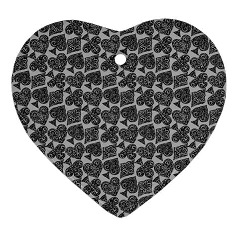 Playingcards-grey Ornament (Heart) - Luxtrini, LLC