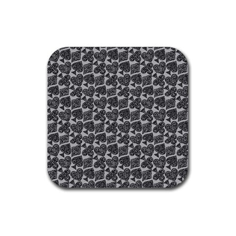 Playingcards-grey Rubber Coaster (Square) - Luxtrini, LLC