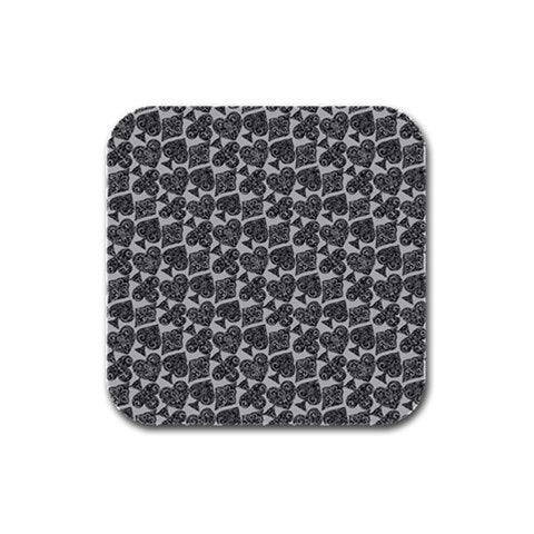 Playingcards-grey Rubber Square Coaster (4 pack) - Luxtrini, LLC