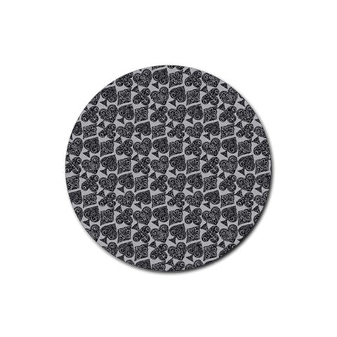 Playingcards-grey Rubber Coaster (Round) - Luxtrini, LLC