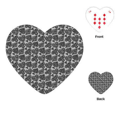 Playingcards-grey Playing Cards Single Design (Heart) - Luxtrini, LLC