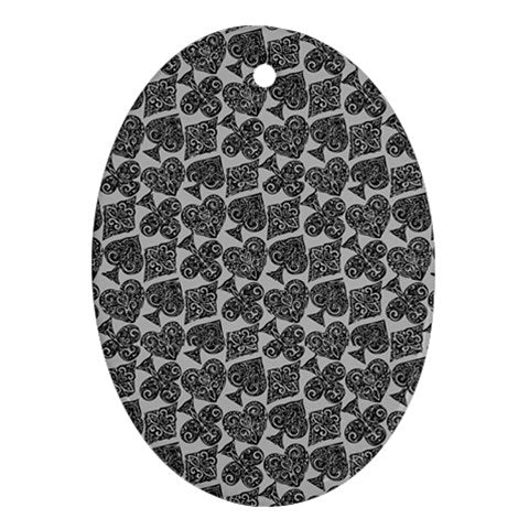 Playingcards-grey Oval Ornament (Two Sides) - Luxtrini, LLC