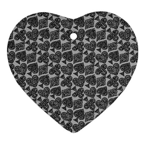 Playingcards-grey Heart Ornament (Two Sides) - Luxtrini, LLC