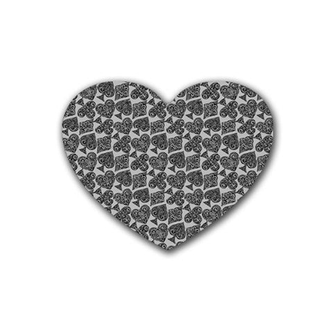 Playingcards-grey Rubber Heart Coaster (4 pack) - Luxtrini, LLC