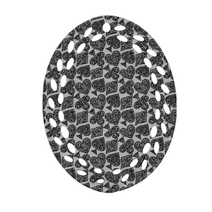 Playingcards-grey Oval Filigree Ornament (Two Sides) - Luxtrini, LLC