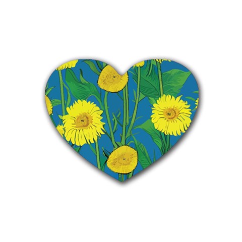 Sunflower Rubber Heart Coaster (4 pack)