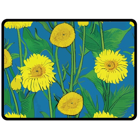 Sunflower One Side Fleece Blanket (Large)