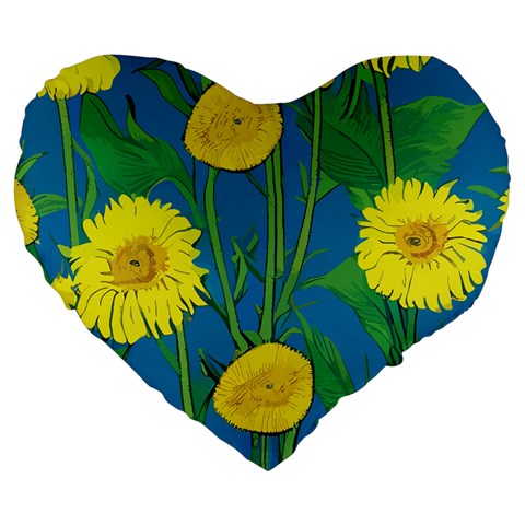 Sunflower Large 19" Premium Heart Shape Cushion