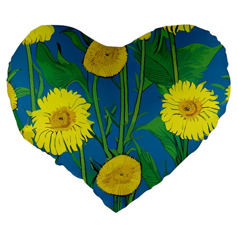 Sunflower Large 19" Premium Heart Shape Cushion