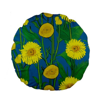 Sunflower Standard 15" Premium Flano Round Cushion