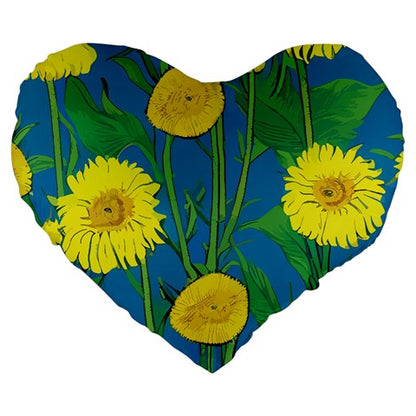 Sunflower Large 19" Premium Flano Heart Shape Cushion