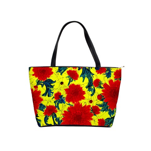 Red Flowers on Yellow Classic Shoulder Handbag