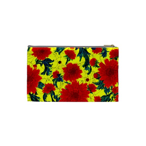 Red Flowers on Yellow Cosmetic Bag (Small)